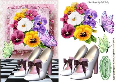 Pretty Shoes with Pansies and Butterflies
