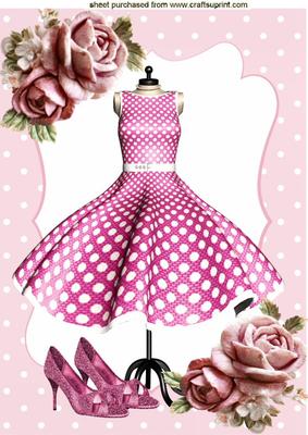 Pink Roses with Polkadot Dress and Shoes A4