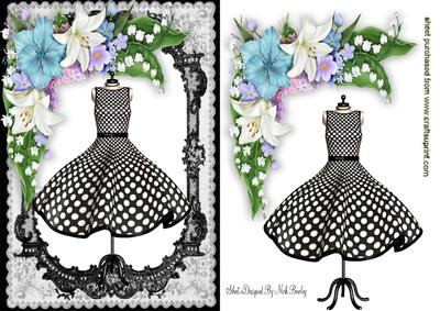 Black Polkadot Dress with Summer Flowers