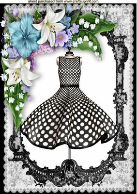 Black Polkadot Dress with Summer Flowers A4