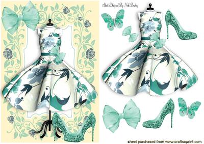 Turq Summer Dress with Lace Shoes in Floral Frame