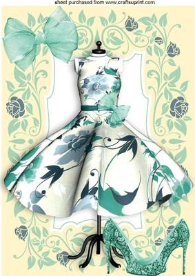 Turq Summer Dress with Lace Shoes & Bow A4