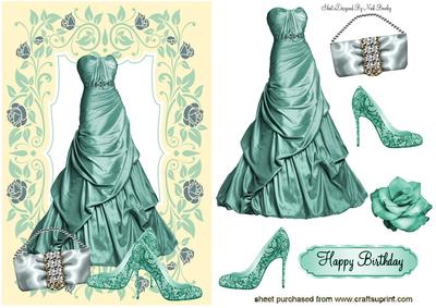 Turq Evening Gown with Lace Shoes
