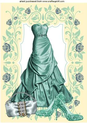 Turq Evening Gown with Lace Shoes A4
