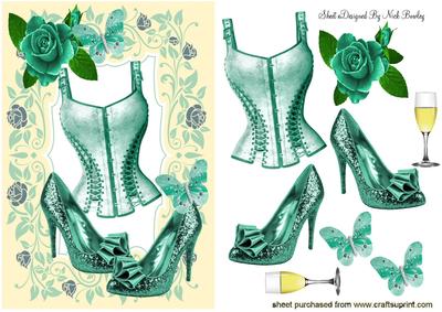 Turq Basque with Sparkle Shoes & Roses