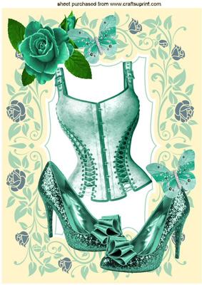 Turq Basque with Sparkle Shoes & Roses A4