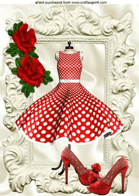 R3ed Polkadot Dress with Red Roses A4