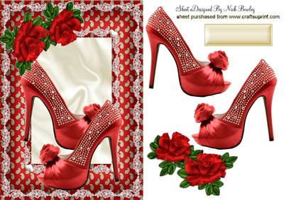 Red Diamond Shoes with Red Roses