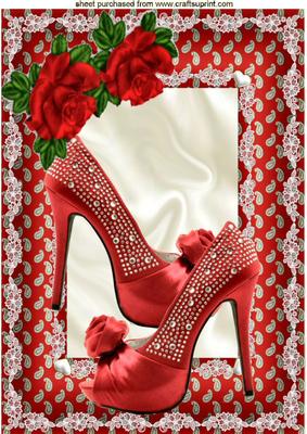 Red Diamond Shoes with Red Roses A4