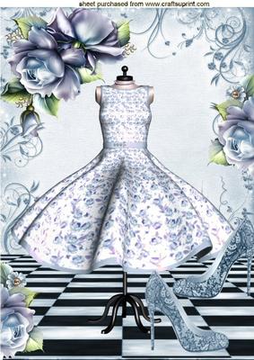 Pretty Blue Dress with Blue Roses A4