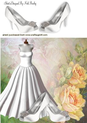 White Dress, Shoes & Peach Roses 8x8