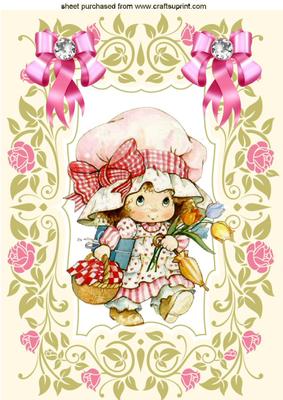 Little Cutie with Basket of Strawberries A4