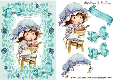 Cutie Eating Her Strawberries in Floral Frame