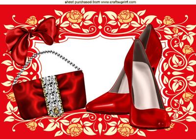 Red Shoes with Diamante Bag A4