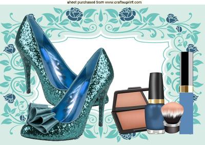 Blue Sparkle Shoes with Makeup A4