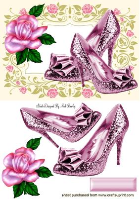 Pink Sparkle Shoes with Pink Rose