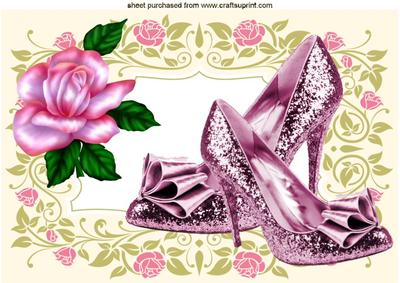 Pink Sparkle Shoes with Pink Rose A4