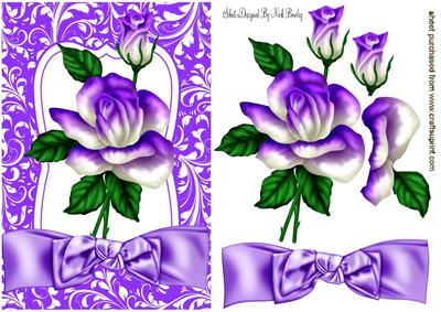 Pretty Purple Rainbow Rose with Bow