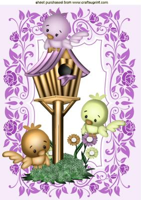 Cute Little Birs in a Birdhouse A4