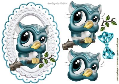 Cute Little Turq Owl on a Branch