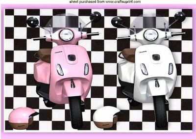 Pink and White Vespa Scooter in Frame A4