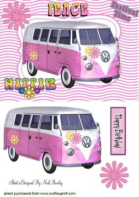 Pink Hippie Campervan with Peace