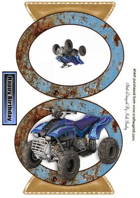 Muddy Blue Quadbike in Rustic Quick Card
