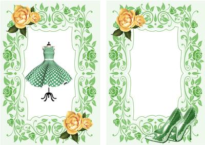 Green Polkadot Dress with Roses A5 Insert