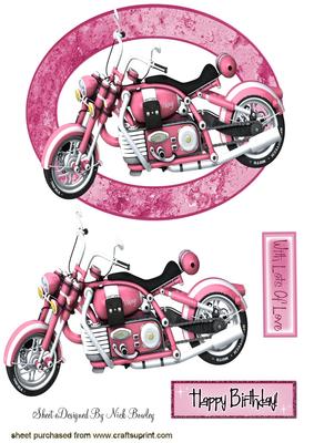Pink Motorbike, in Pink Metal Frame