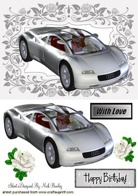 Silver Audi Sports, with White Roses