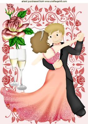 Lovely Dancing Couple in Floral Frame A4