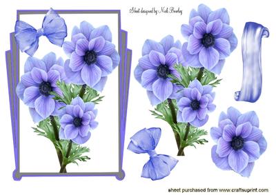Pretty Blue Flowers in Art Deco Frame