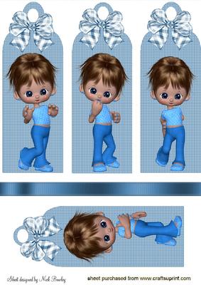 Gumdrop Girl in Blue, with Gingham Bows Toppers