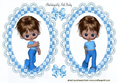 Gumdrop Girls in Blue, with Gingham Bows Toppers