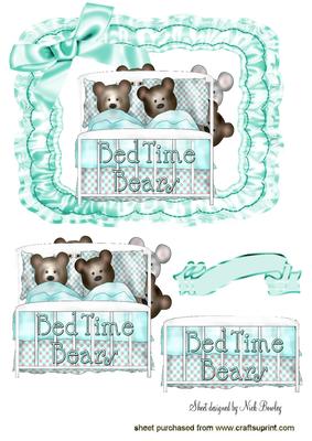 Cute Little Bedtime Bears in Satin Frame