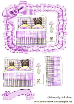 Bedtime Mummy and Baby Bear in Satin Frame