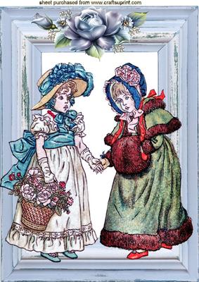 Best of Friends Spring/winter Girls with Blue Rose A4