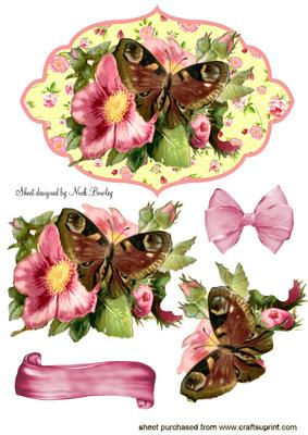 Pretty Floral Frame with Flower & Butterfly