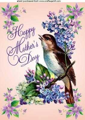 Pretty Bird with Flowers for Mothers Day A4