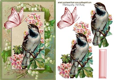 Pretty Bird with Flower and Lily of the Valley