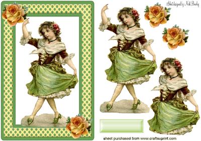 Pretty Dancing Girl with Roses
