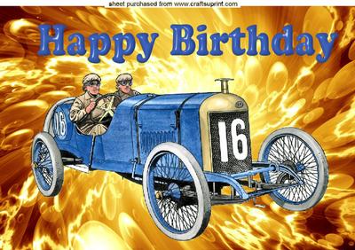 1914 Blue Vintage Racing Car A4