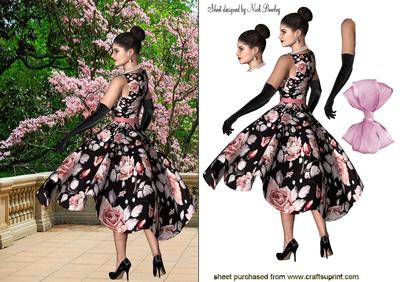 Pretty Girl in Floral Dress in a Garden