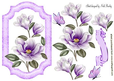Lilac Magnolias with Butterflies