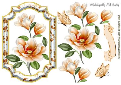 Peach Magnolias with Butterflies