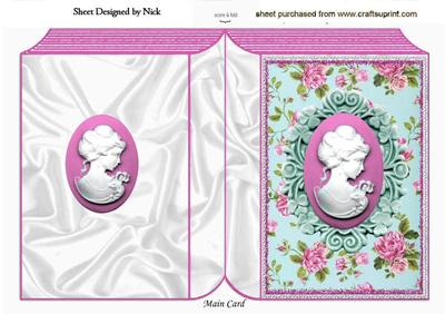 Pretty Vintage Cameo, with Roses Folded Book