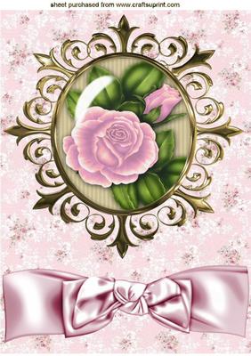 Pretty Pink Roses in Ornate Frame A4