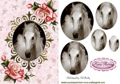 White Horse Oval Pyramids with Roses