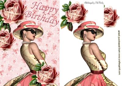 Pretty Lady in Dress with Roses