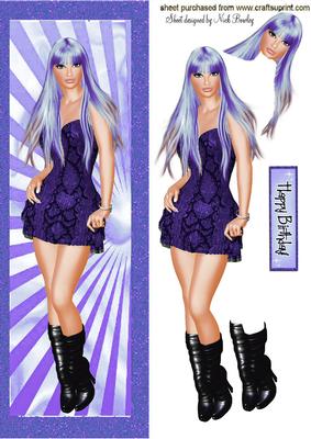 Trendy Girl with Boots and Purple Hair Tall Dl